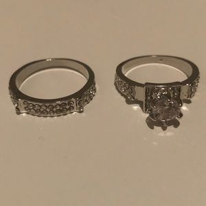 925 Silver 2/piece White Sapphire Wedding Ring
